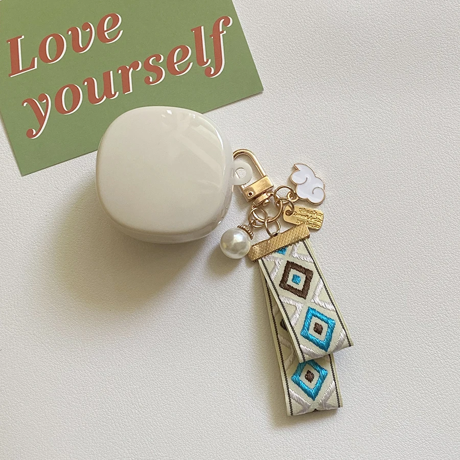 Caso de silicone para samsung galaxy botões fe/live /buds2 2 pro, caso bonito com pêssego/pingente de flor