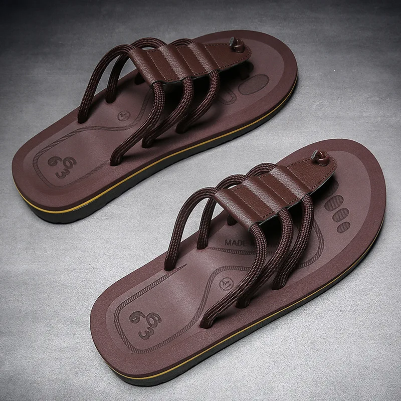 Summer Men's Flip Flops Fashion Outdoor Beach Shoes for Men Comfortable Casual Flat Sandals Designer Non-slip Men Slippers 39-45