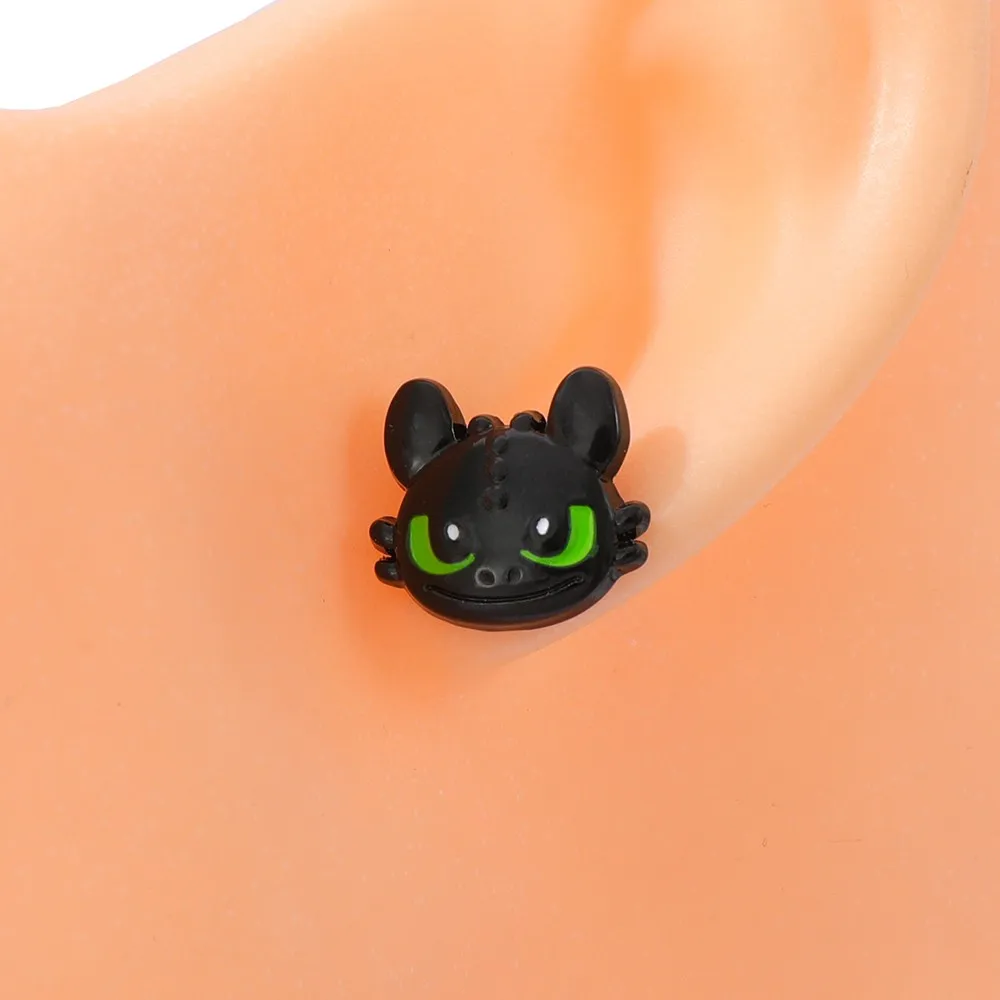 Cartoon Ohnezahn Metall-Emaille Ohrstecker Anime Niedliche Charakter-Ohrringe Schmuck Geschenk für Mädchen Urlaubs-Accessoire – Detail 7