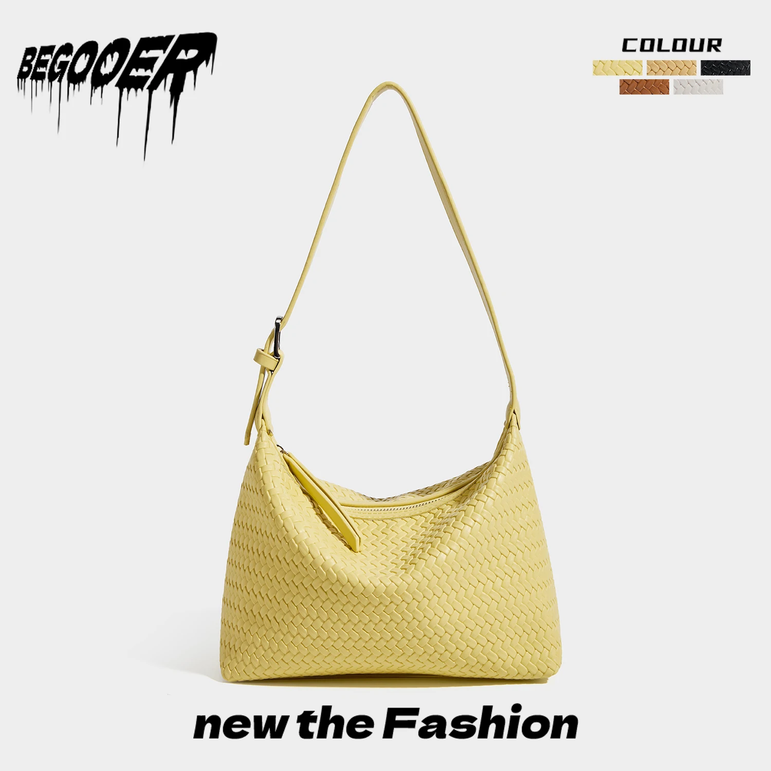 

Begooer Soft Leather Woven Hobo Underarm Bag 2026 New Simple Commuter Handbag Single Shoulder Bag Fashionable Women's Bag
