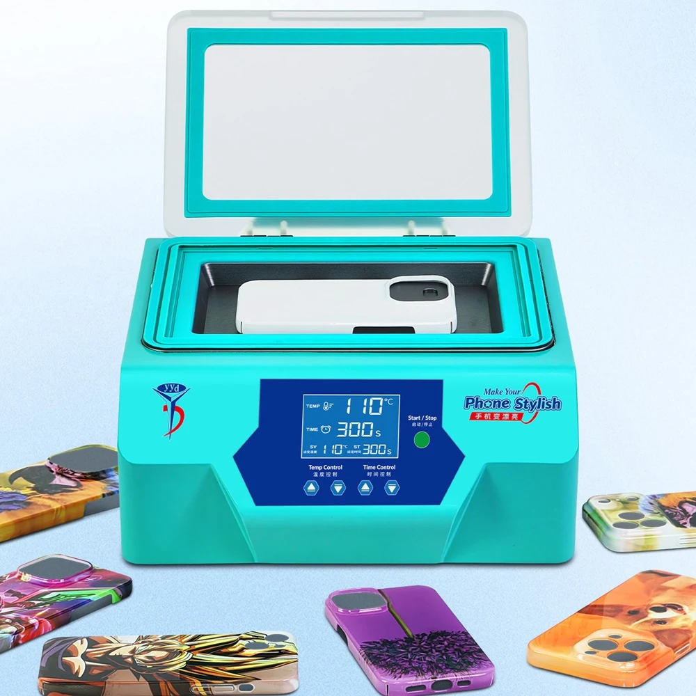 آلة تسامي فراغ YYD U8 ثلاثية الأبعاد صغيرة محمولة آيفون 17 16 15 14 برو ماكس XR لتقوم بها بنفسك غطاء خلفي لفيلم الصحافة الحرارية