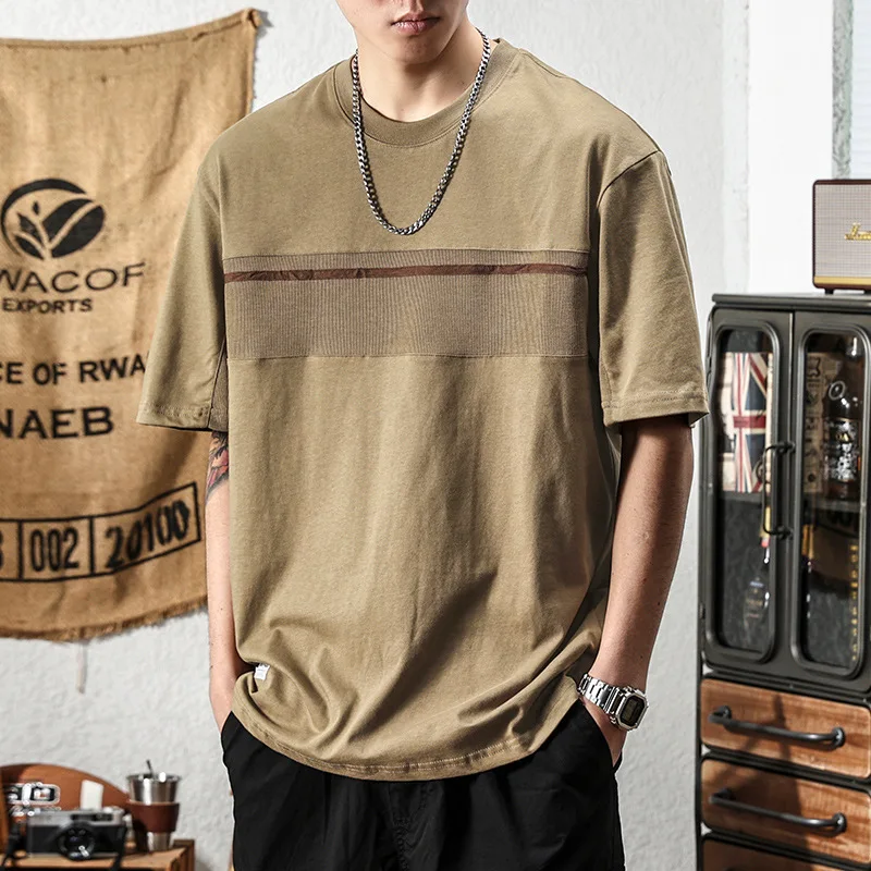 New Fashion Men\'s Loose Oversized T-shirt with Round Neck and Short Sleeve Cotton for Summer Men Clothing Camisetas Streetwear