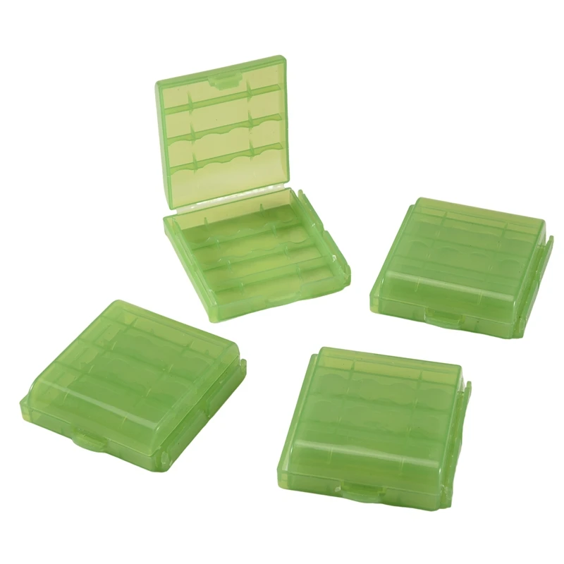 Pack of 4 PCS AA / AAA Battery Storage Hard Case Box-Green