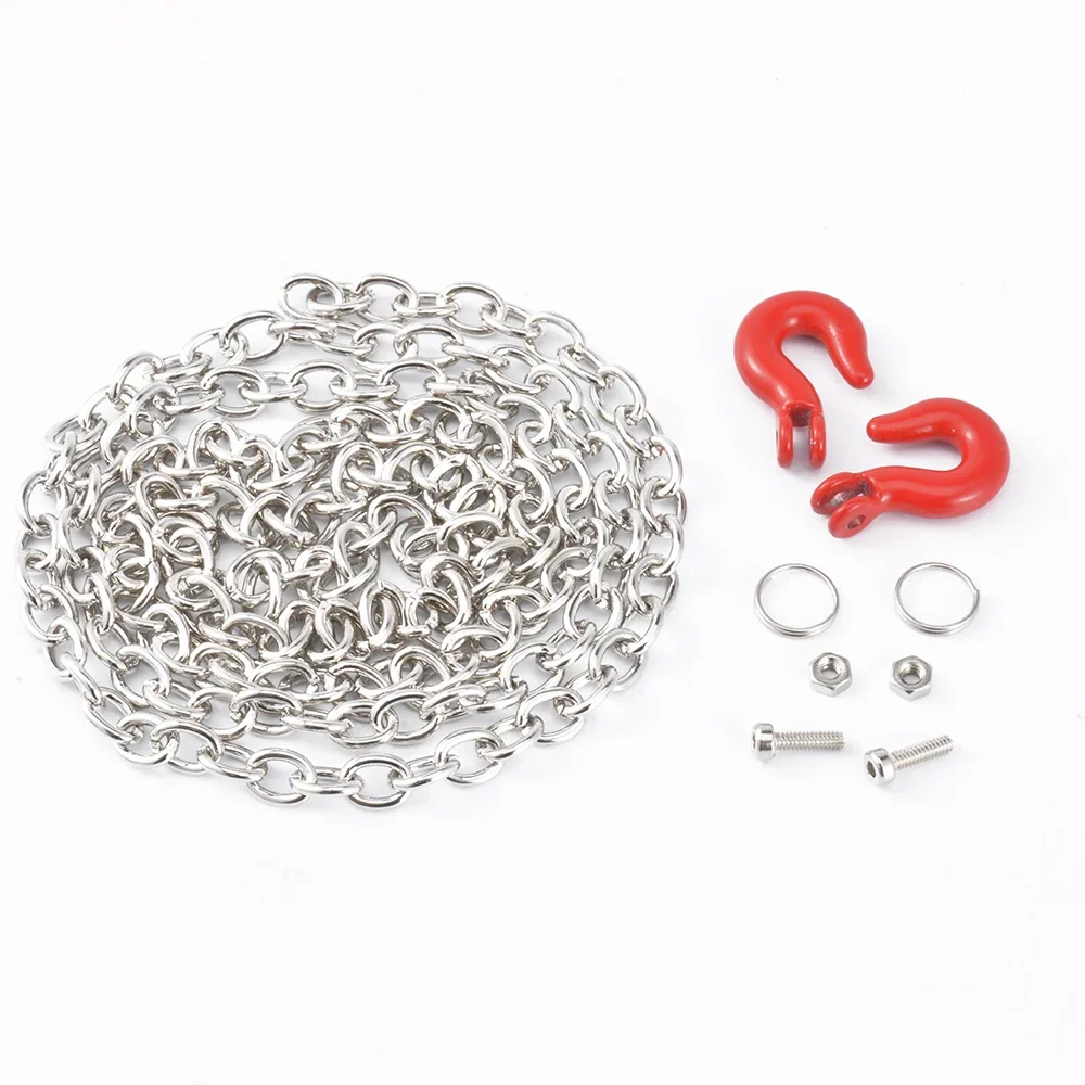 RC Car Metal Trailer Tow Hook Chain Accessories for 1:10 Model Crawler TRX6 Axial SCX10 90046 AXI03007 Redcat MST