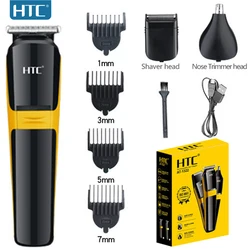 HTC USB 3 In 1 Electric T-Blade Hair Trimmer/Foil Shave/Nose And Ear Trimmer Business Travel Facial Care Razor Shaving Machine