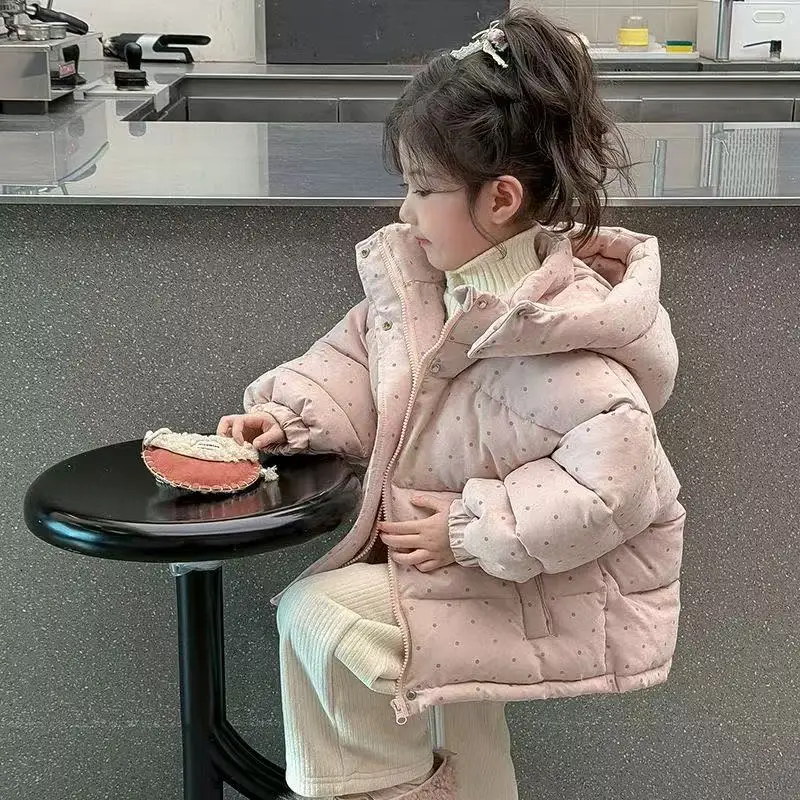 Baby Girls Hooded Cotton Padded Coat 2026 New Winter Thick Warm Quilted Jacket Toddler Kids Fashion Outerwear