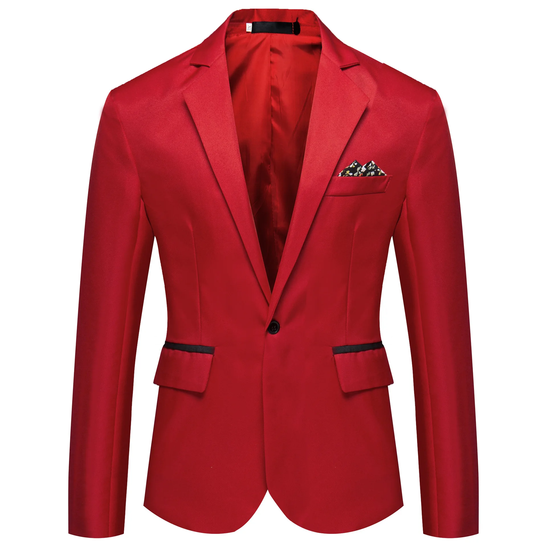 Men Formal Business Style Slim Fit Single Button Suit Jacket Solid Color Lapel Satin Groom Wedding Banquet Men Suit Coat