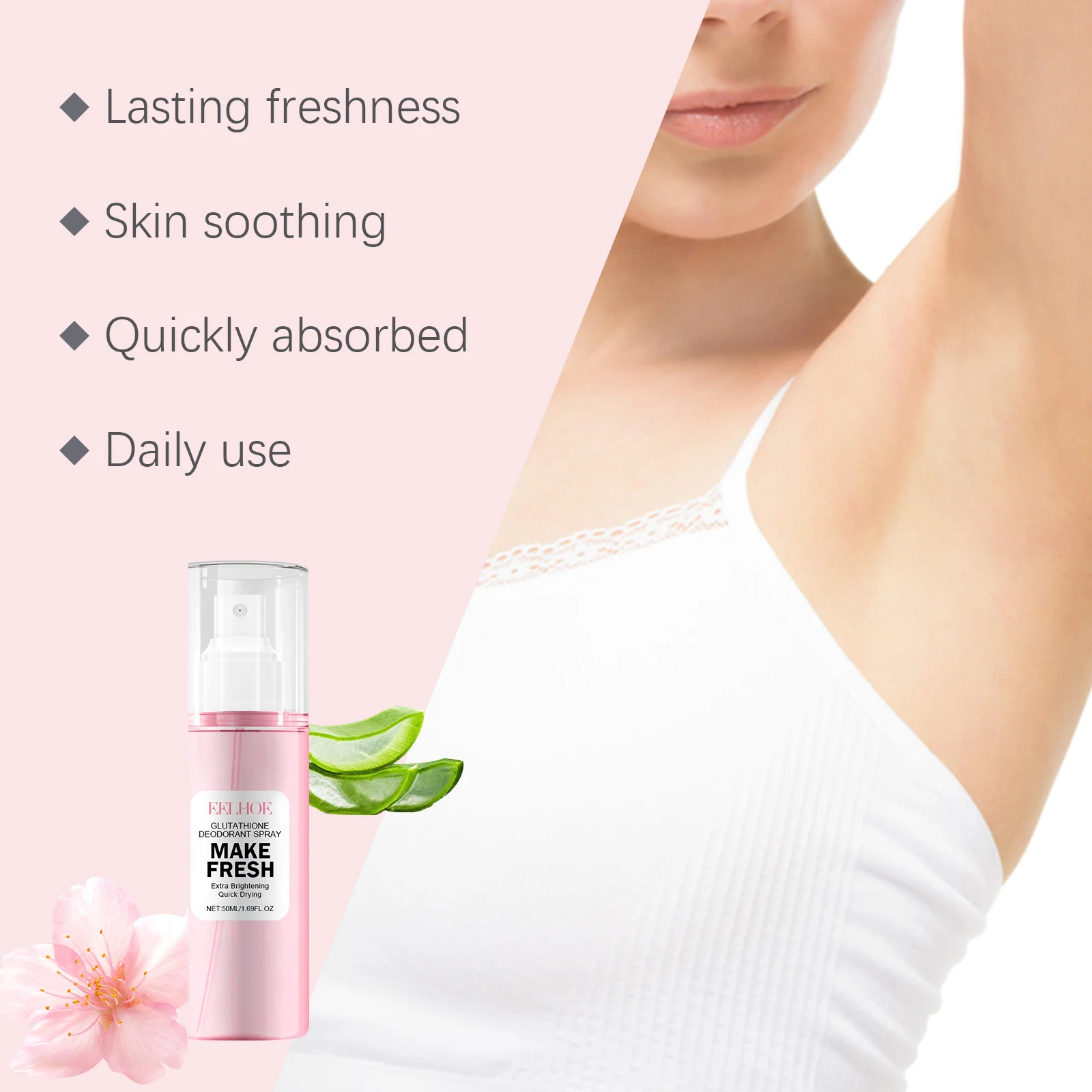 Sakura Body Spray Body Odor Remover Armpit Odor Spray Sweat Odor Control Long-Lasting Fragrance Underarm Deodorant Spray 50ml