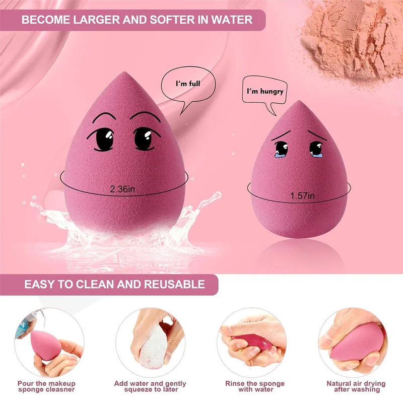 Hydrophilic Non-Latex Beauty Sponge – Soft & Bouncy, Dual-Use for Dry & Wet Makeup Application with Minimal Product Waste