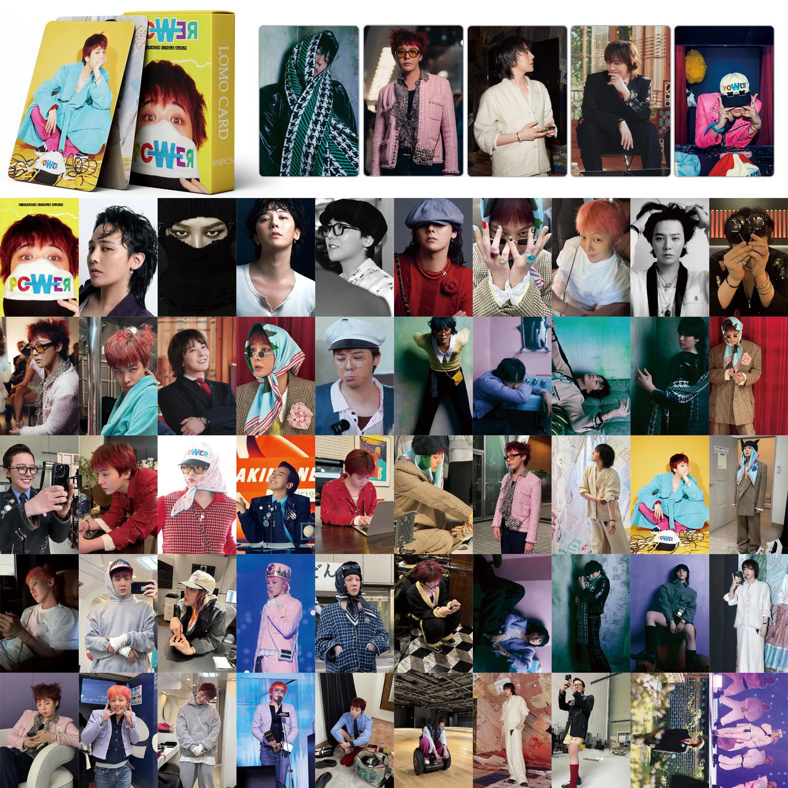 55Pcs/Set Kpop G-Dragon POWER Solo Album Photocards Dance Stage Ins Selfie Fashion Lomo Cards Fans Collective Personal Postcards