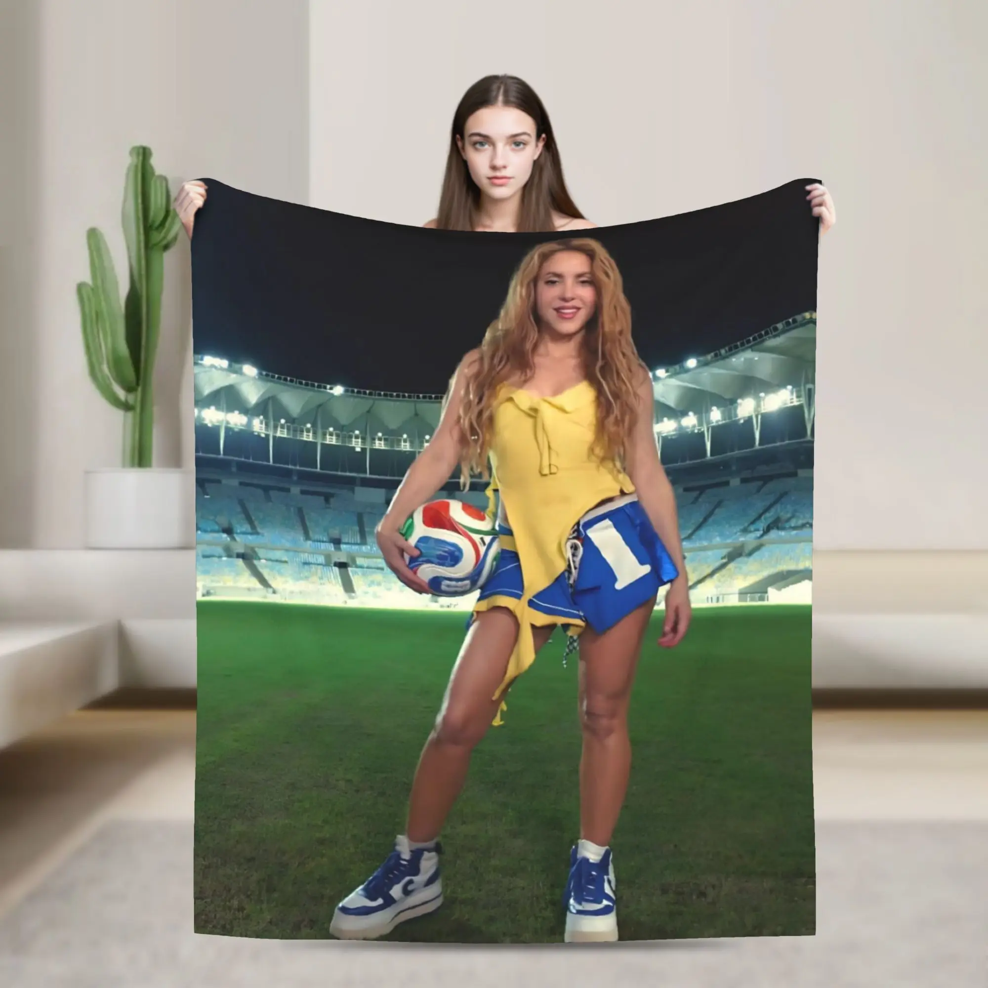 Shakiras LMYNL Tour Soccer Football Flannel Blankets  Customized Throw Blankets for Home 125*100cm Bedspreads
