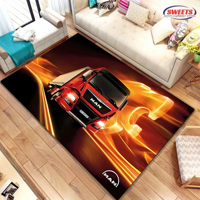 3D HD M-Man Truck Logo Carpet for Living Room Bedroom Hallway Long Strip Anti-slip Soft Rug Sofa Doormat Home Decor Durable Mat