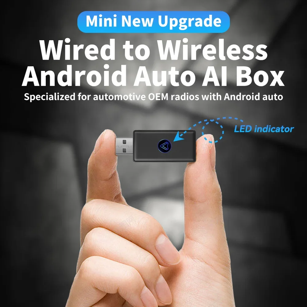 Mini nuovo aggiornamento cablato a Wireless Android Auto AI box per Wired Android Auto Car Smart Ai Box Bluetooth WiFi Auto connect Map