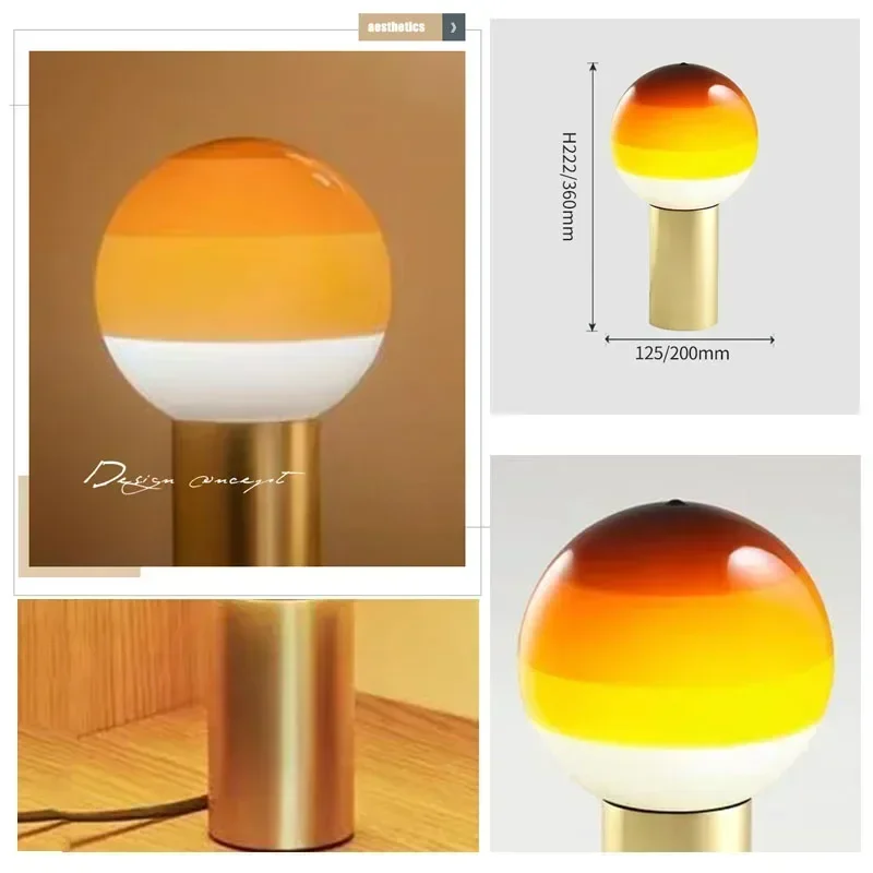 Lampu meja LED bola kaca warna-warni Nordic, dekorasi Modern lampu meja kamar tidur restoran Hotel seni balon kreatif lampu portabel