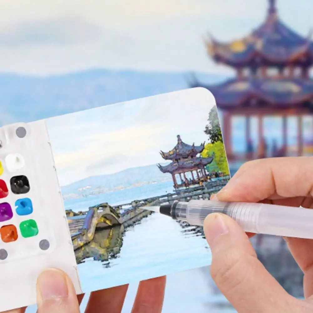 

Palettes Portable Travel Painting Set 8 Grid Portable Design Mini Watercolor Palette Waterproof Acrylic Mini Paint Tray