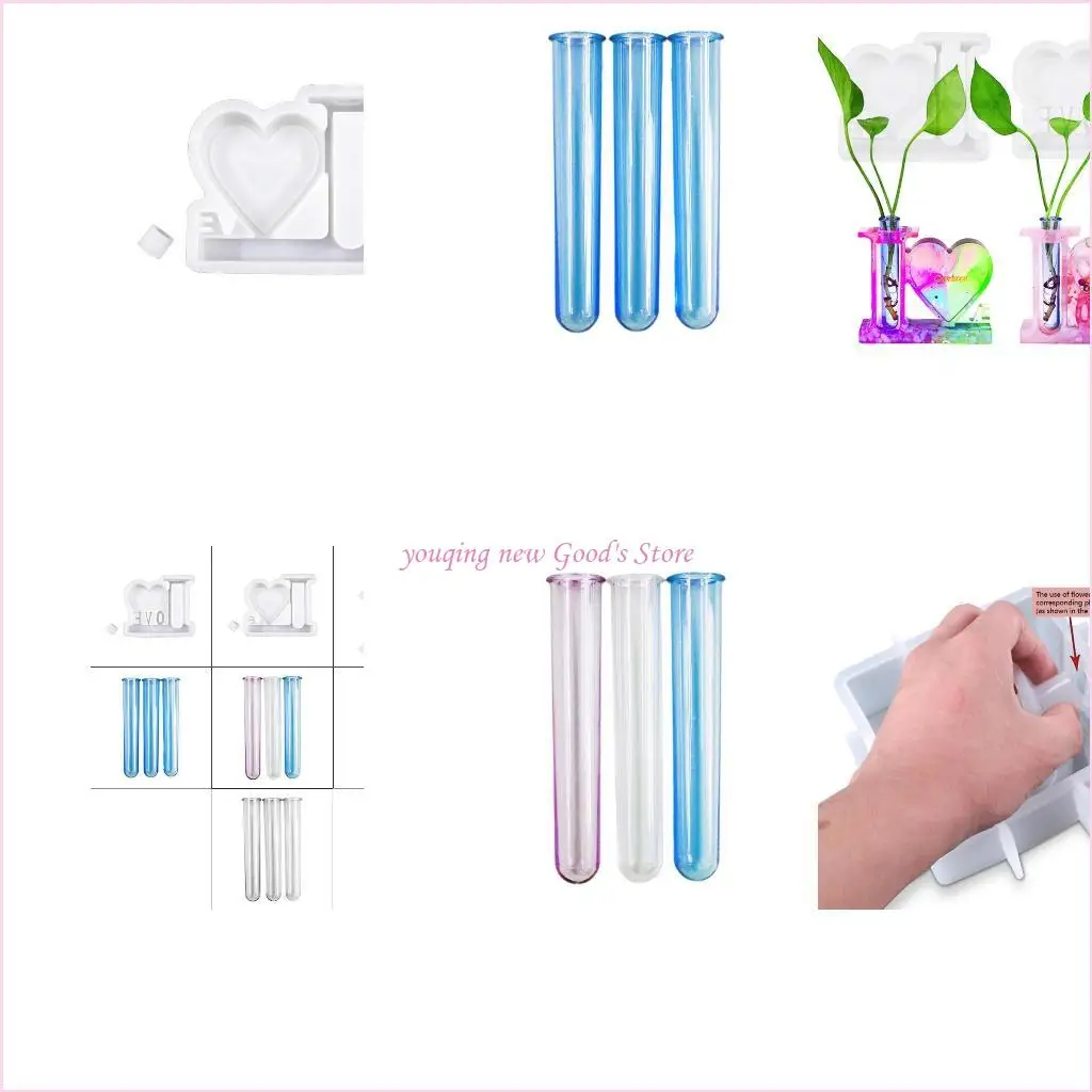 

57QA Love Flower Vase Hydroponic Plant Propagation Station Epoxy Resin Mold Home Decorations Silicone Mould DIY Crafts Mold