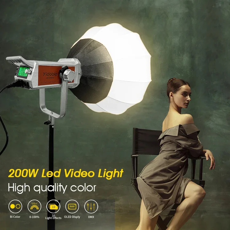 Professional Foto Live Streaming Video Live Stream Camera Portable Studio Video Light Spotlight Lighting 200w ZD-200PRO