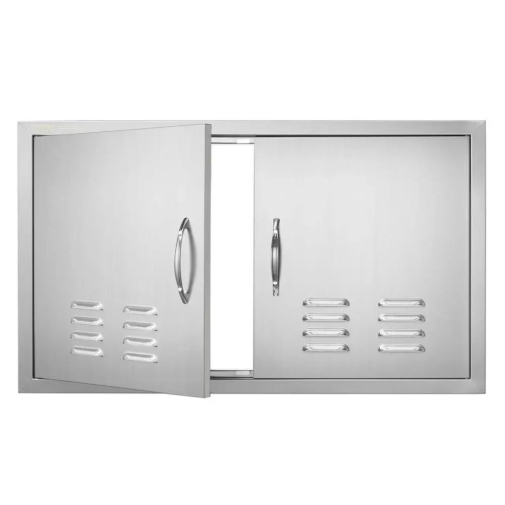

for bbq Access Door, 36W x 21H Inch Double Outdoor Kitchen Door, Stainless Steel Flush Mount Door, Wall Vertical Door with
