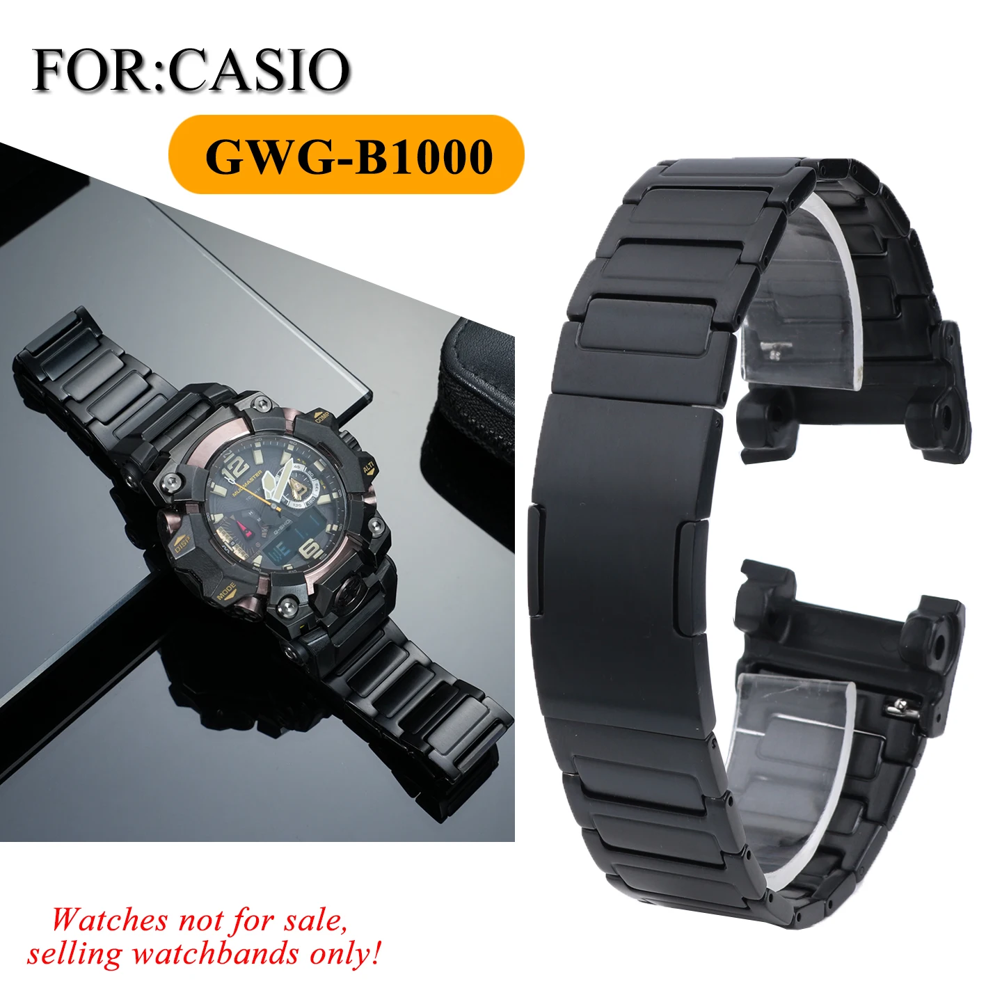 Titanium alloy watch strap for Casio G-SHOCK Mudmaster GWG-B1000 The Third Generation Modified watchband Men Black strap Bracele