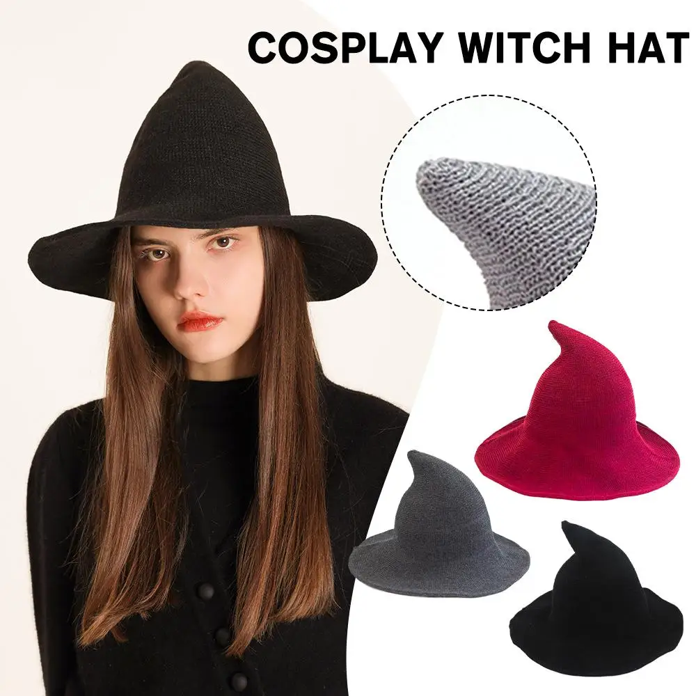 

Modern Cosplay Witch Hat Woolen Women Lady Made From Fashionable New Hat Halloween Festival 2023 Hat Party Sheep Wool Party S8C6