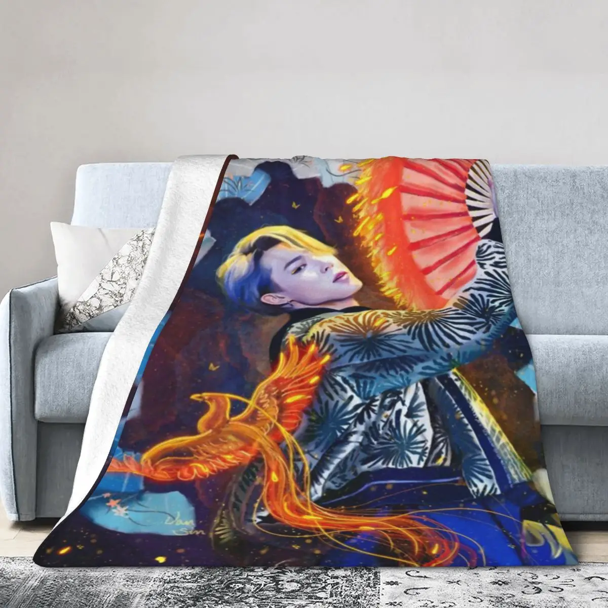 Jimin Golden Pheonix An Ultra-Soft Micro Fleece Blanket