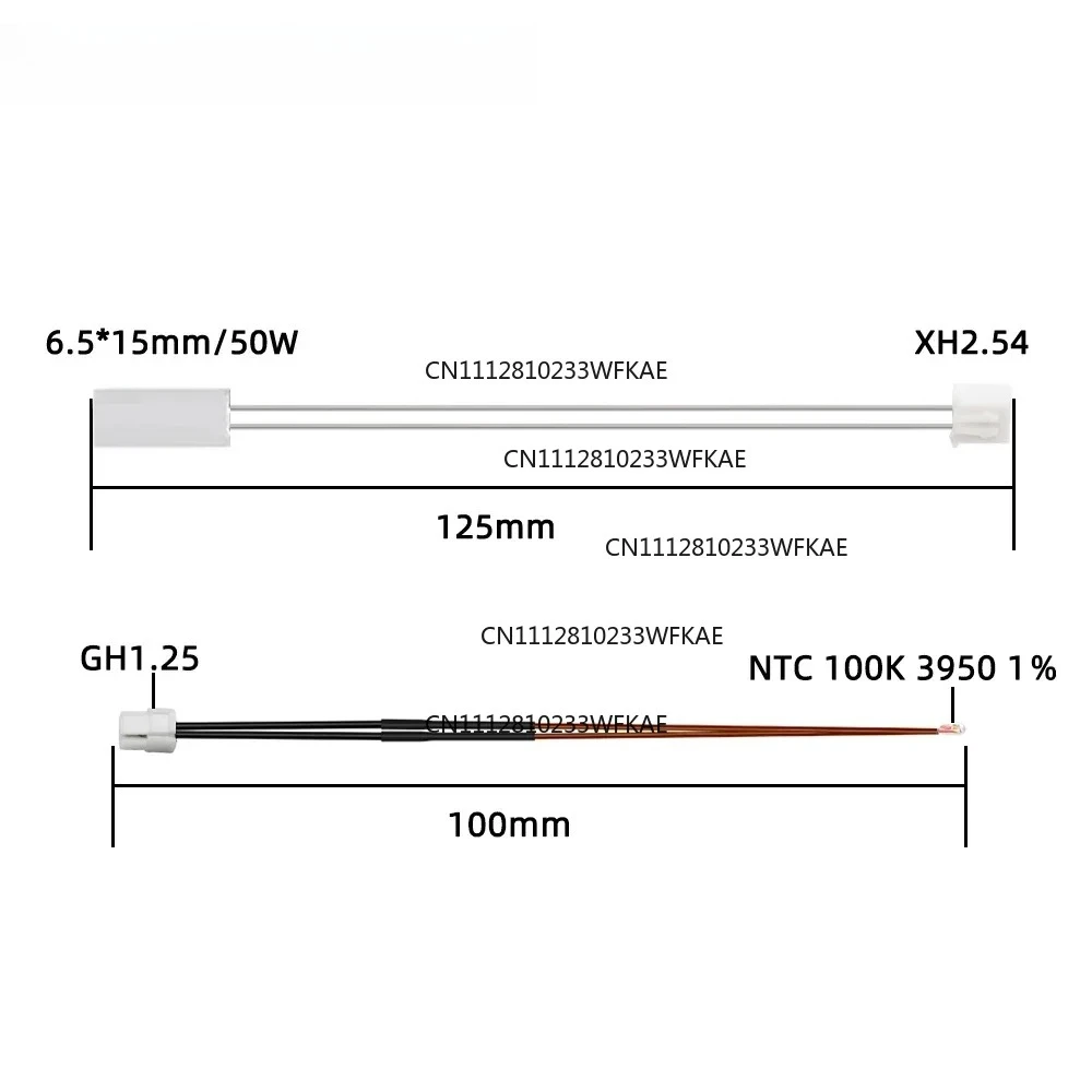 Thermistor For Bambu Lab P1P X1C Heating Tube Ceramic Cartridge 24V For Bambulab Hotend Heater Thermistor 3D Printer Accessories