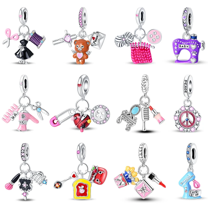 Heißer Verkauf Charms 925 Silber Farbe Schneider Nähmaschine Perlen Fit 3mm 925 Original Charms Armband Feine DIY schmuck Warme Geschenk