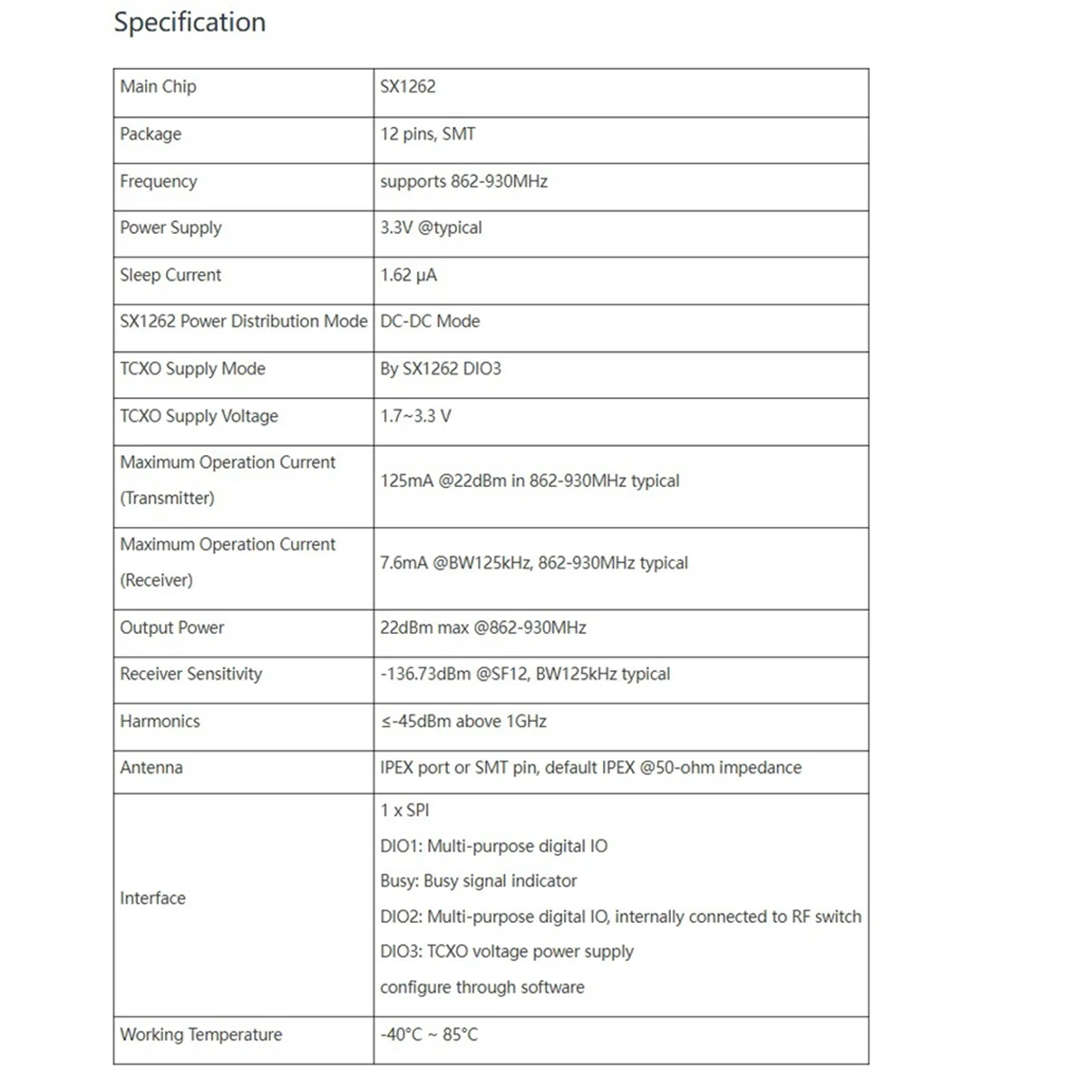Беспроводной модуль EULM SX1262, встроенный Wio-SX1262, поддержка LoRa и LoRaWAN на EU868 и US915