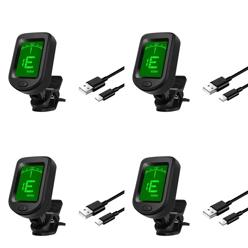 ABJM-4X Rechargeable Guitar Tuner Clip On Electronic Tuner For Guitar Bass Ukulele Violin Mandolin Banjo For All Instruments