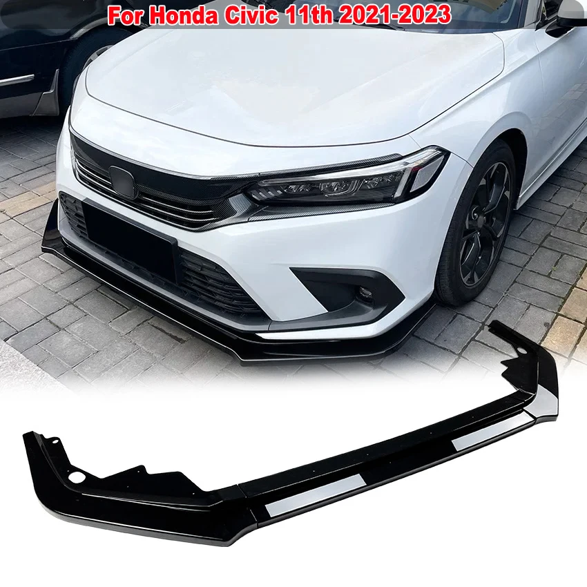 For Honda Civic 11th 2021-2023 Front Bumper Lip Splitter Spoiler Lower Diffuser Body Kit Guards Protect Decor Car Accessories