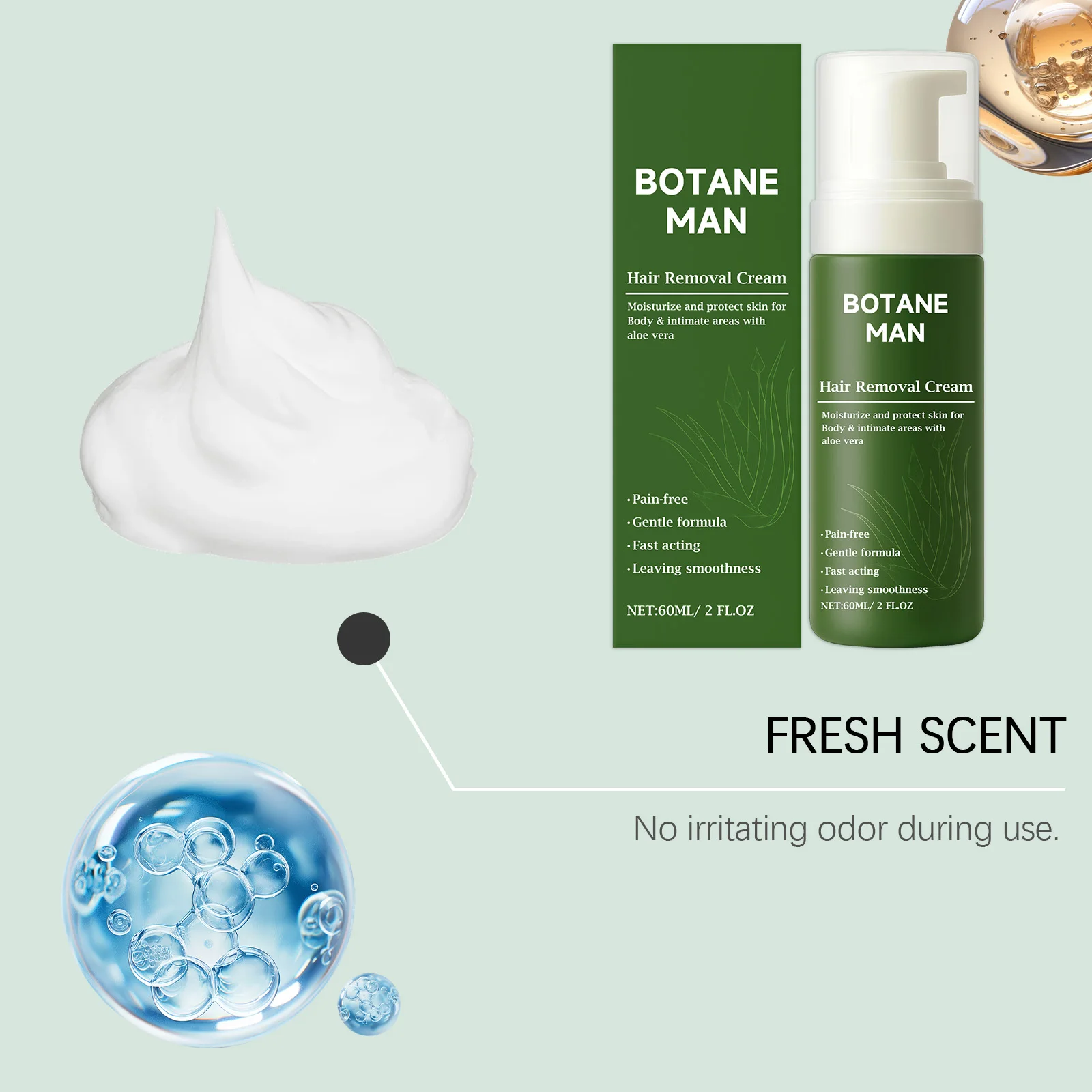 Hair Removal Mousse Gentle Hair Removal Not Irritating Painless Underarm Legs Arms Hair Growth Delayed Body Hair Inhibitor 60ml