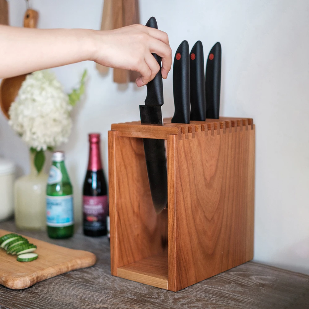 Knife Holder Solid Upscale Wood Japanese Knife Block Shelf Multifunctional Home Storage Rack Kitchen Tools Accessories Organizer