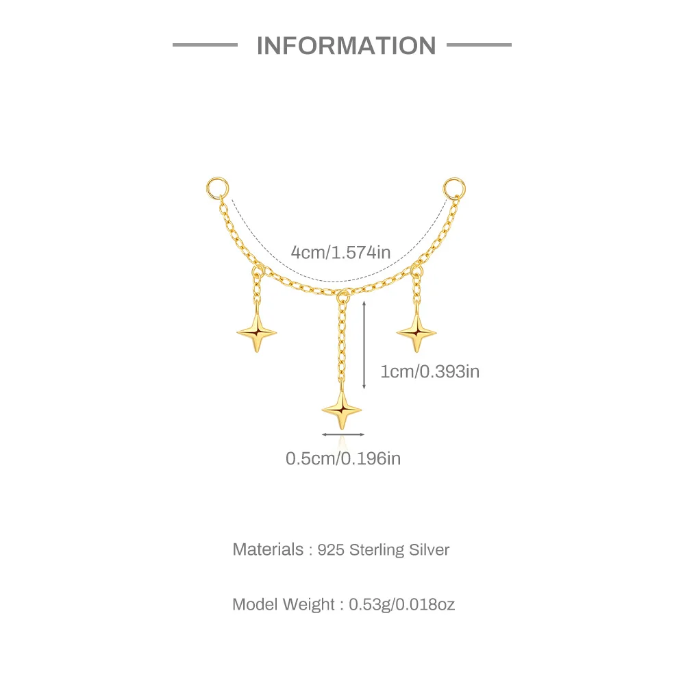 AIDE 925 Sterling Silber Kite Stone Zirkon Flachkopf-Innengewinde-Piercing für Damen, Sternkette, Quasten-Accessoires, Schmuck – Detail 16