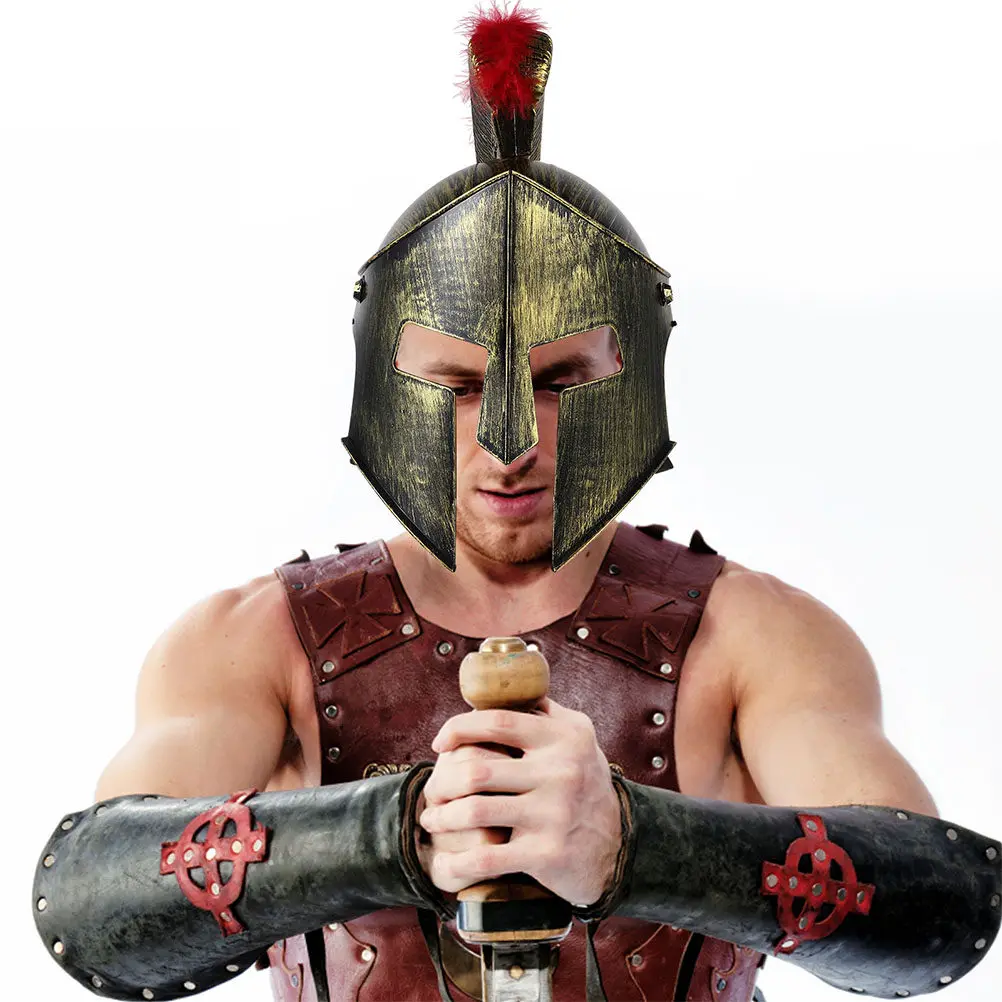 2Pcs Roman Detailed Medieval Knight Ancient Soldier Headwear Cosplay Costume Party Role Play Prop