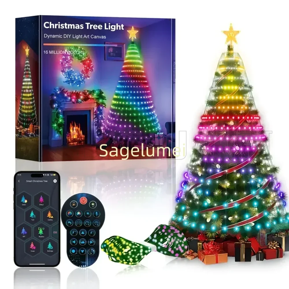 RGBIC 400LEDs Christmas Lights Holiday String Lights with Star Shape, Smart LED Xmas Tree for Indoor Outdoor Decor EU/UK/US Plug