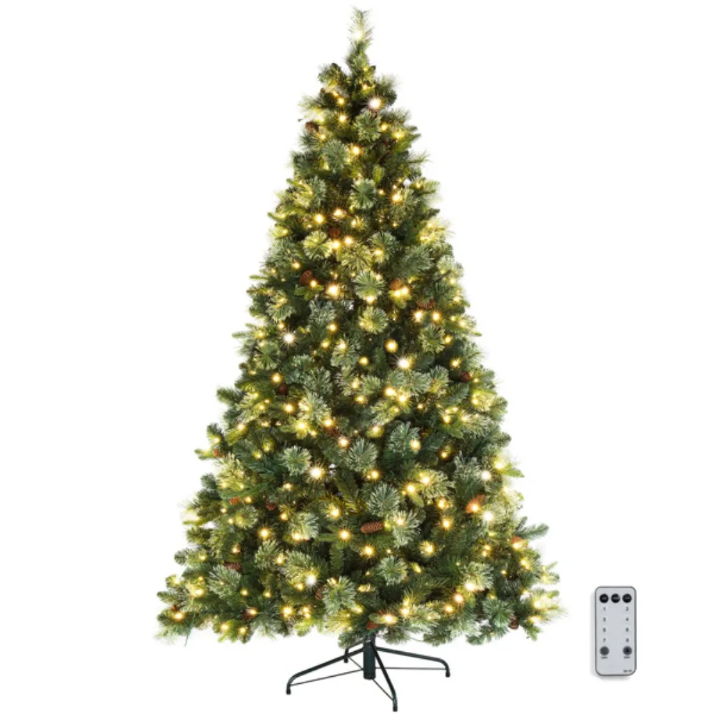 500 Lights, Warm 9 Modes with Remote Control, 900 Branches, With Pine Needles, Automatic Tree Structure, PE PVC, Christmas Tree