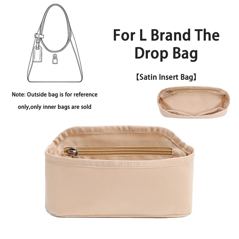 EverToner New Satin Handbag Insert Organizer For L Brand The Drop PM Bag Large Capacity Makeup Storage Bag Handbag Inner Liner