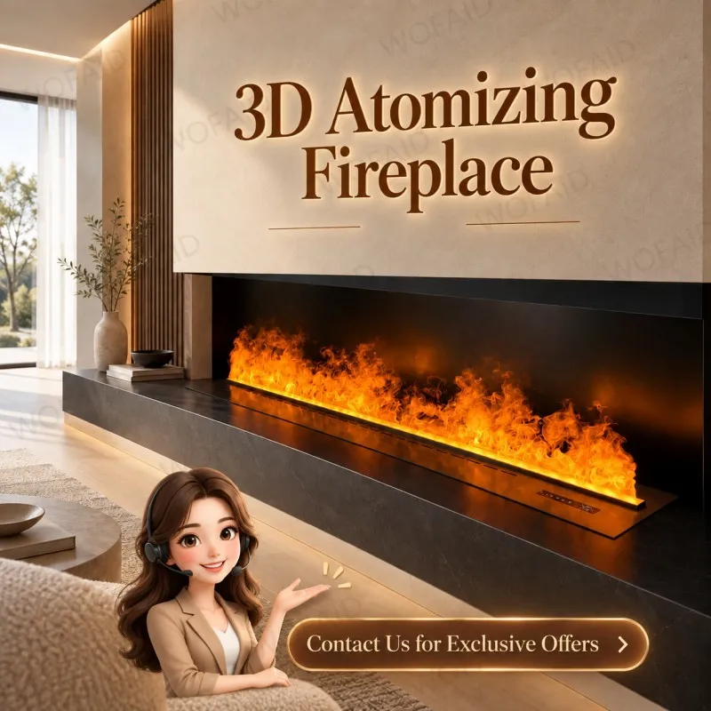 WOFAID Modern Corner 3D Water Vapor Electric Fireplace Compact Insert LED Mist Flame Remote Control for Small Living Room Home