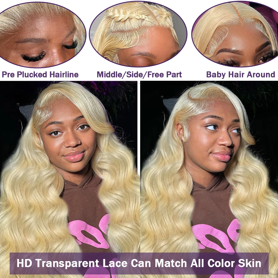 613 Body Wave Honey Blonde Lace Frontal Human Hair Wig Brazilian Color 13x4 13x6 Lace Front Wigs For Women