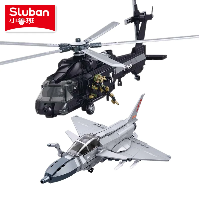 Bloques de Construcción Militares de 382 Piezas de Helicóptero Z-20 y 211 Piezas de Avión de Combate J-10, Ladrillos de Modelo Militar, Juguetes Educativos para Niños