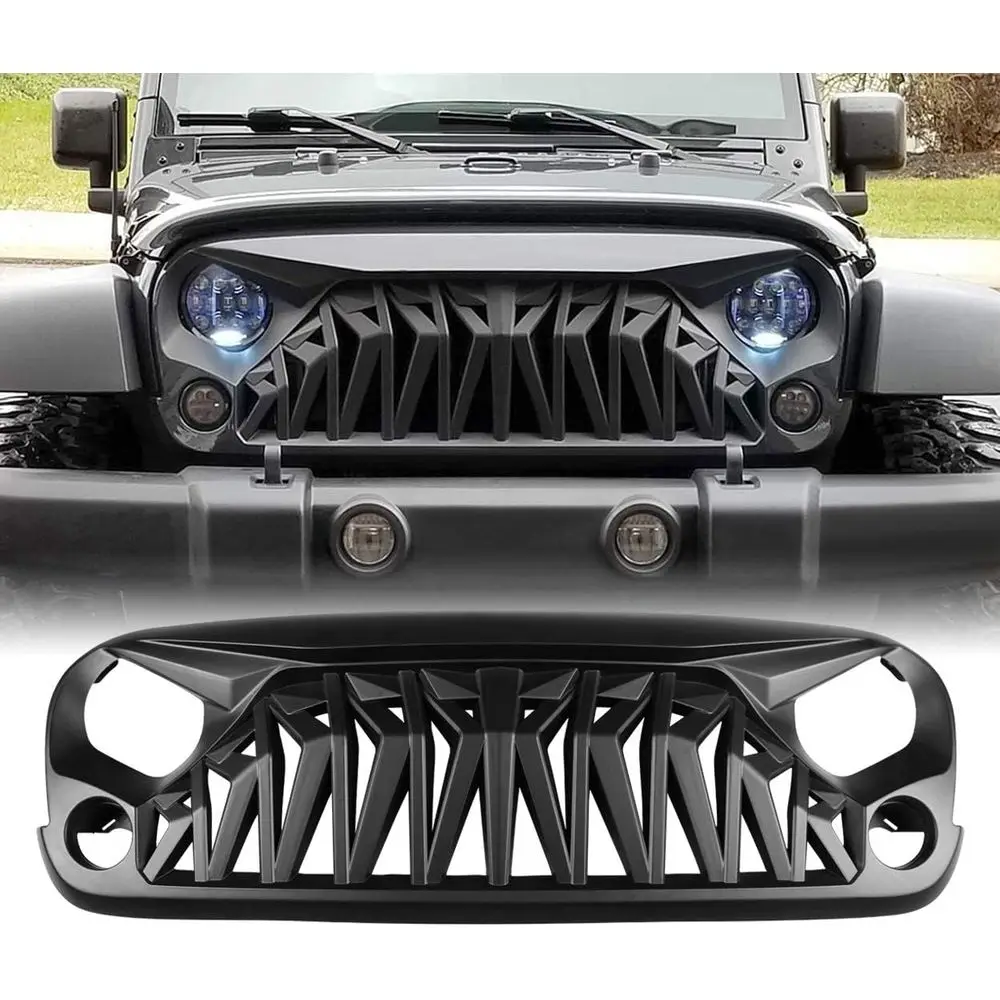 

Matte Black ront Grill, Grille Compatible with 2007-2018 Ruon Sahara Sport JK JKU
