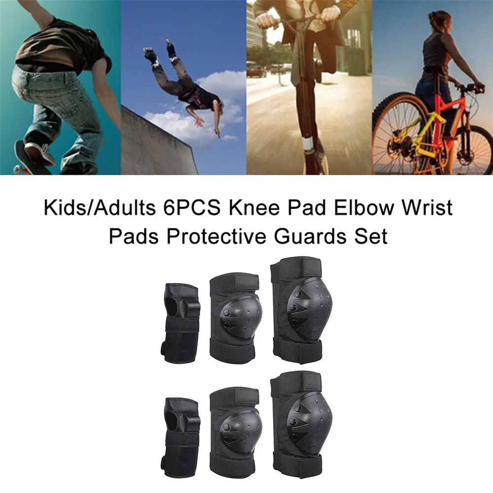 6pcs/Set Adult Child Protective Set Knee Pads Elbow Pads Wrist Protector Protection for Scooter Cycling Roller Skating