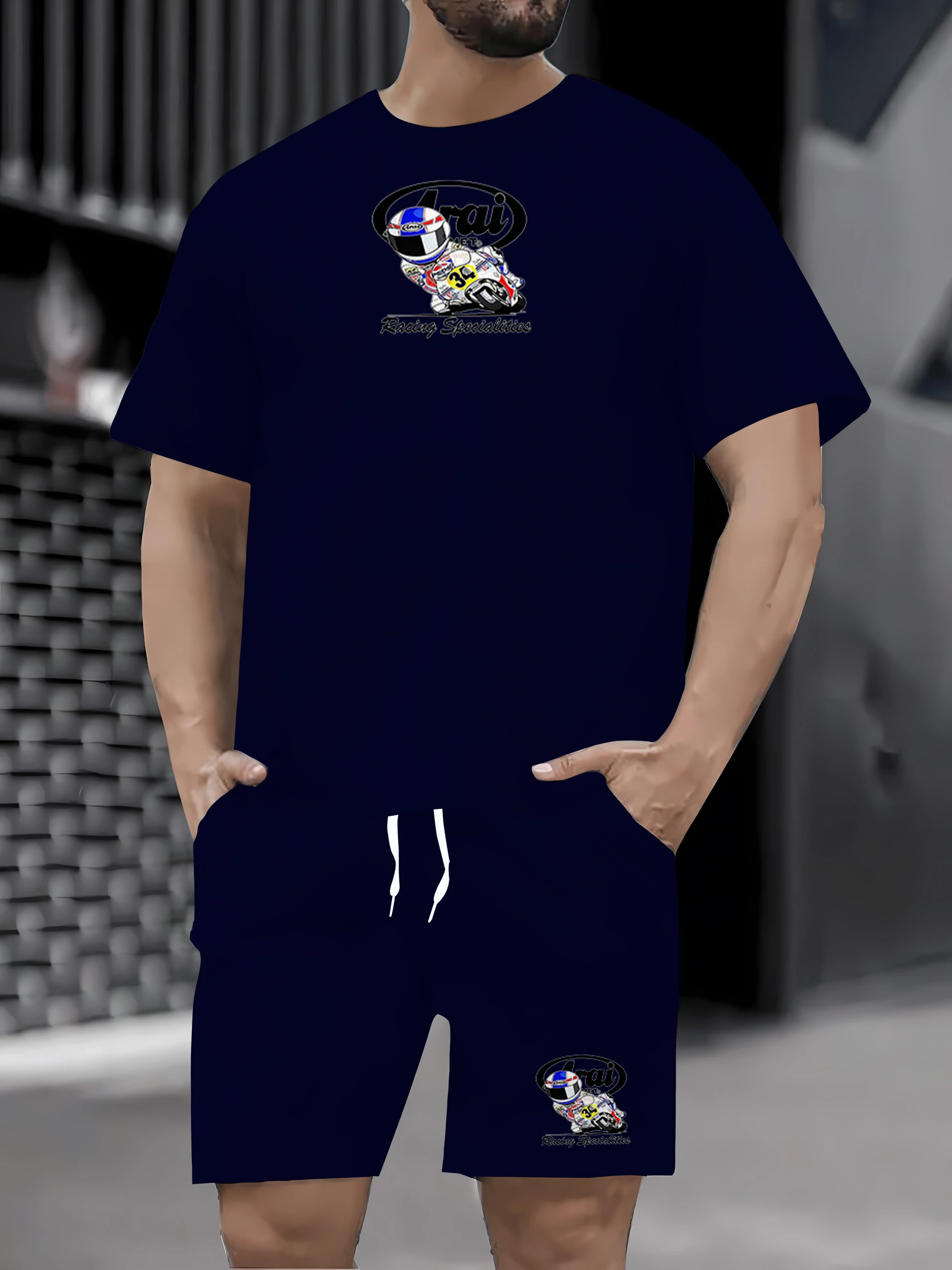 

2025 Summer Men's Fashion Set Men's Summer Shorts Set Sportswear Short Sleeve T-shirt Two Piece Set Sportswear Set Men's Casual