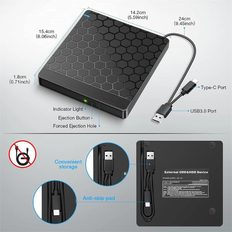 K1aa Внешний DVD-диск с USB /Type-C Port Card Port Portable DVD-рим-дисковый дисковый адаптер считыватель считывает