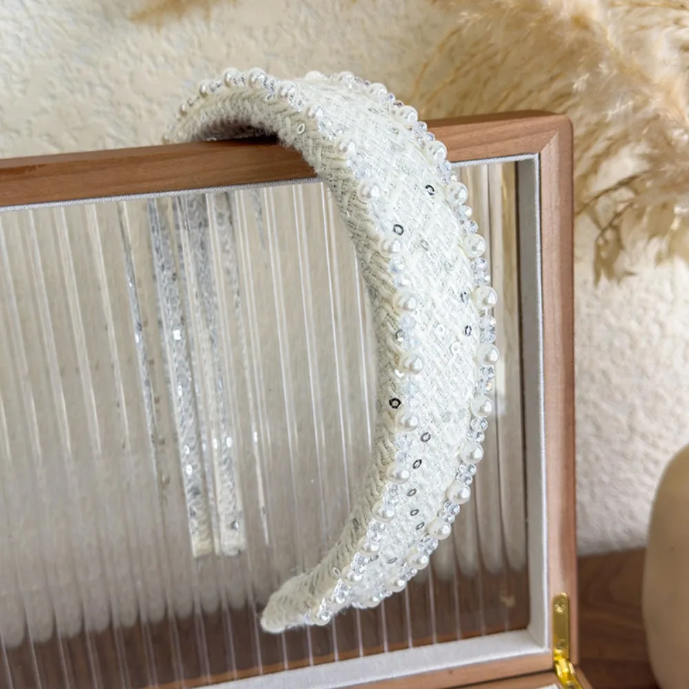 

Модная женская повязка на голову с принтом роз, бежевый, синий, жемчужный, с кристаллами, обруч для волос, элегантные милые аксессуары для волос, женская вечеринка