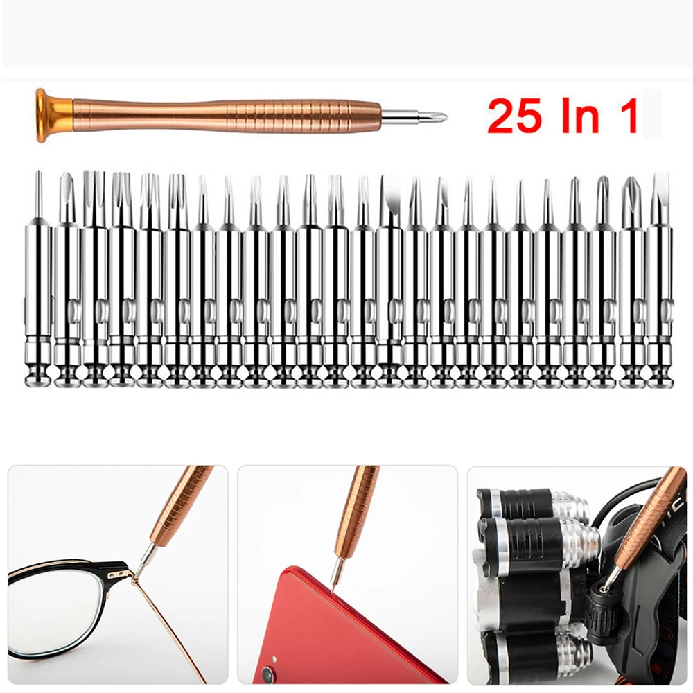 25pcs Set 25 In 1 Precision Repair Hand Tool Kit Small Precision Hex Torx Star Mini Screwdriver Set For Computer/watches