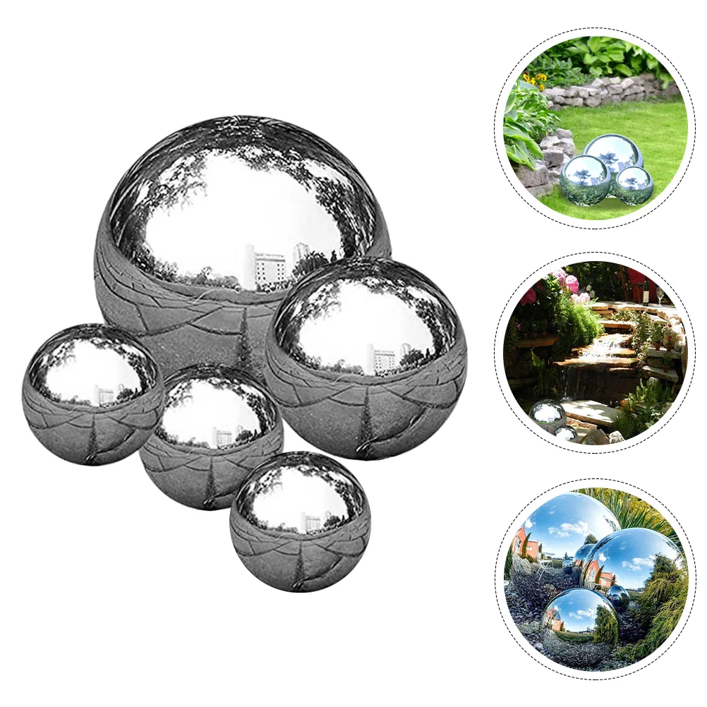 5 Pcs Stainless Steel Reflective Outdoor Garden Outdoor Decorations For Garden Clearance Decor Hollow Mirror Polishing