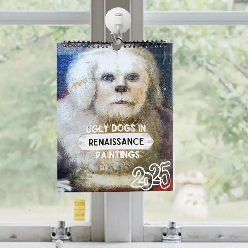 Calendrier mural pour chien médiéval, drôle, optique spéciale, robuste, cadeau pour les amoureux des chiens, 2025