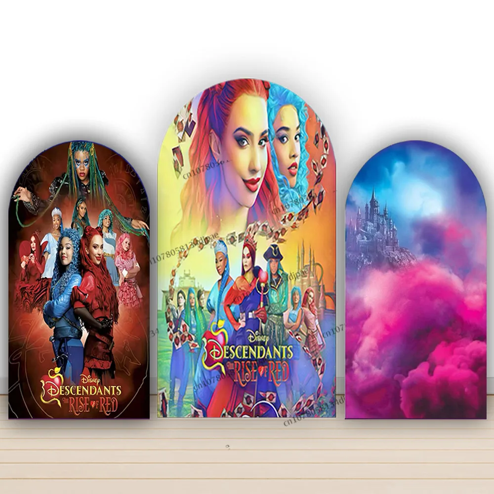 Descendants The Rise of Red Arch Backdrop Cover Girl Birthday Party Background Musical Fantasy Film Promotion Display Banner