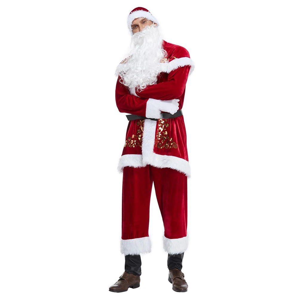 Santa Claus Cosplay Fantasia Costume for Adult Kids Christmas Men Women Disguise Clothes Outfits 2023 Christmas New Year Gift